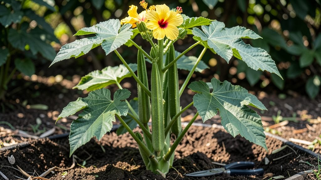 Tall Okra Plants: Vertical Space Maximizer for Compact Gardens